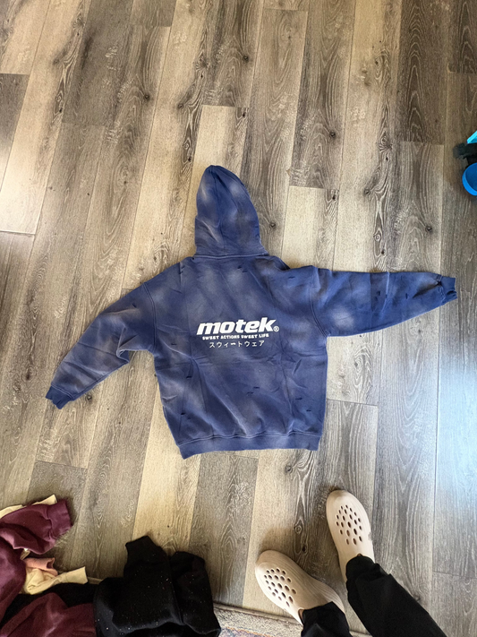 🧿 Motek Indigo Distress Hoodie