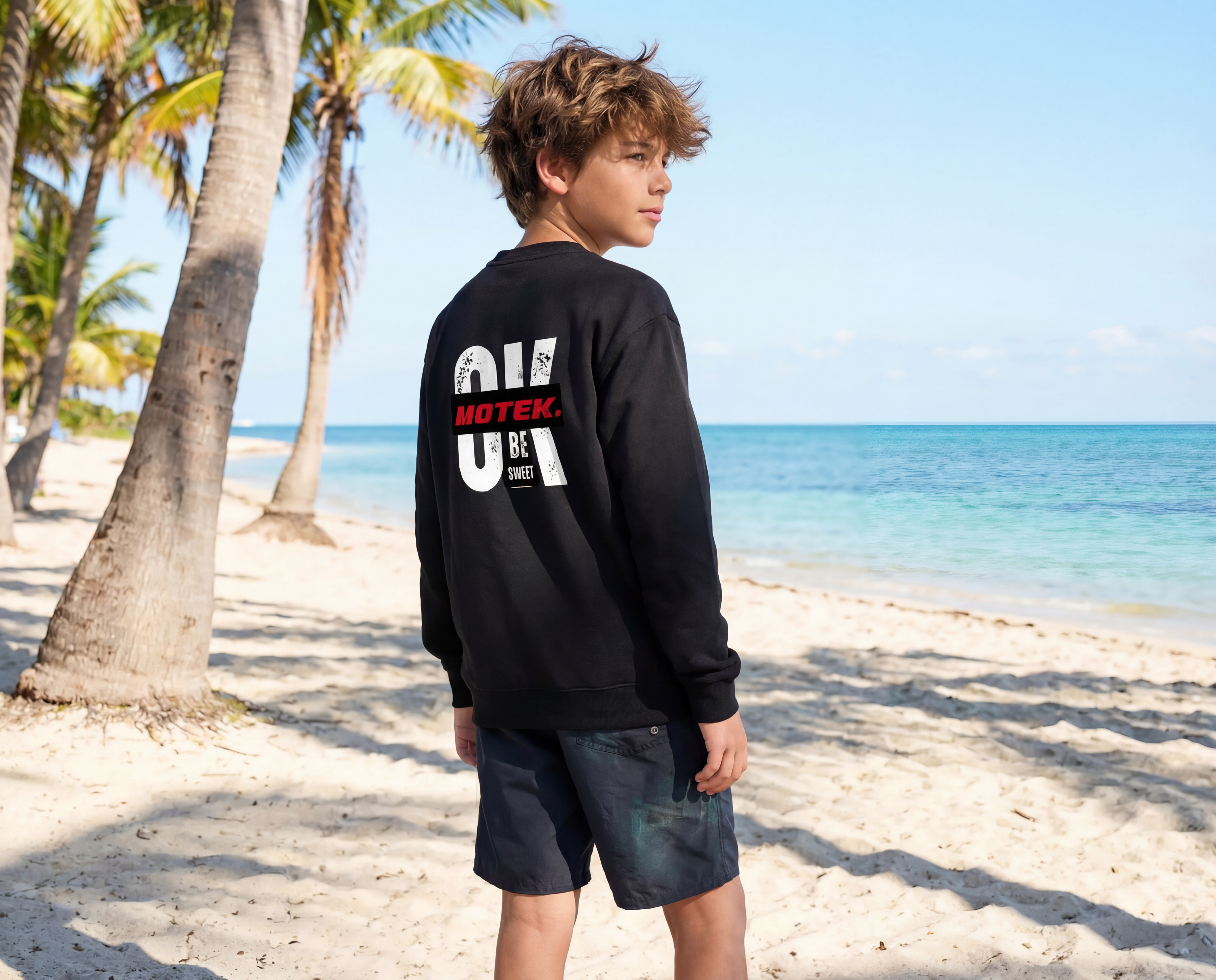 OK MOTEK- french Terry Fabric Crewneck Sweatshirt 100% Cotton