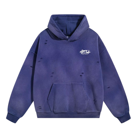 🧿 Motek Indigo Distress Hoodie