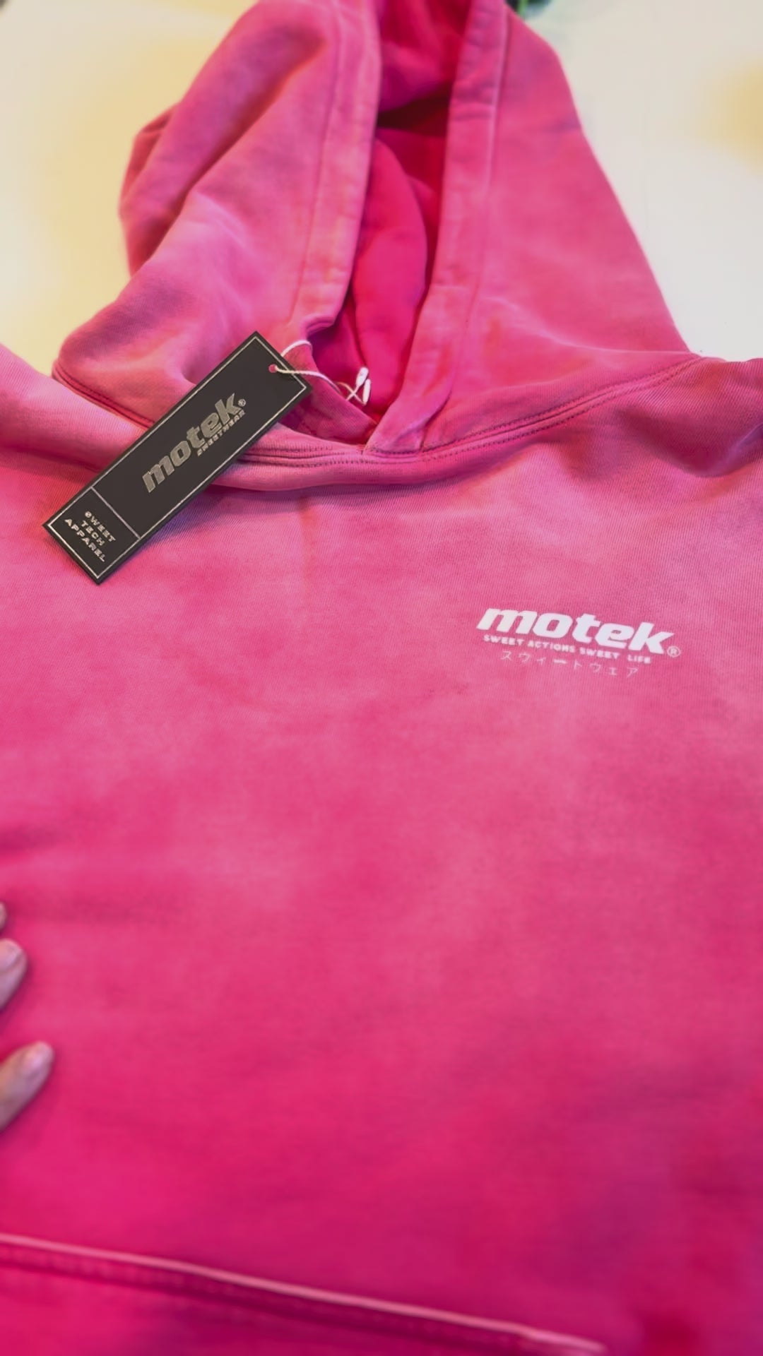Motek® Acid-Wash Hoodie – “Set Free” Edition (Pink Gradient)